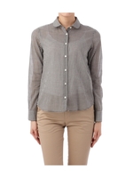 丸衿ギンガムチェックシャツ