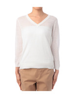 [L]バックラメVネックニットプルオーバー