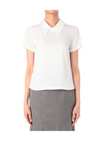 サテン付け衿ジョーゼットブラウス