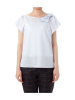 肩リボンピンストライプブラウス