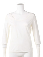 Bロゴ刺繍入り7分袖Tシャツ