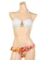 【24-7】無地×トロピカルハイビスカス/アクセサリーバンドゥビキニ