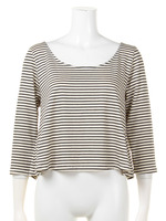 【Auntie　Rosa】　BACKリボンレース切替ボーダーCT