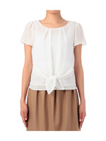 シアーチェック前結びブラウス