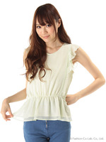 シフォンギンガムチェックペプラムBL