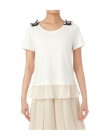 フリル切り替え肩リボンプルオーバー