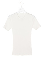 リブニットクルーネック半袖トップス