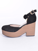 【GDS】 スウェードリボンウッドパンプス