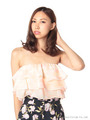 ボカシ柄3段シフォンブラトップ