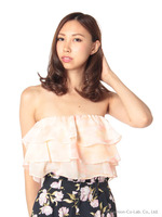ボカシ柄3段シフォンブラトップ