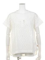 【BED＆BREAKFAST】Flower　Lace　U−Neck　Tee