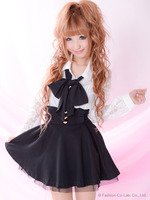 シフォンタイ付き長袖ブラウス