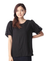 レースパフスリブラウス