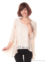 レース切替ロールアップチュニック