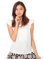 衿付切替フレンチ袖ブラウス