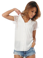 チュールドット切替シャツ