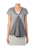 フロントドレープ異素材使いカットソー