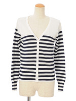 ボーダーVネックカーデ