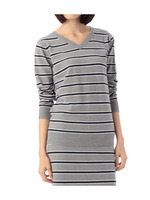 Vネックボーダーニットソープルオーバー