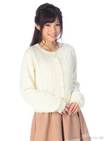 【Tralala】ハート透かしケーブルカーディガン