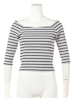 カラーボーダーオフショルTOPS