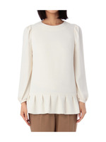 クルーネックペプラムブラウス