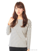 ドロップショルダーボーダープルオーバー