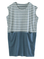 ボーダーバイカラーポケットワンピ