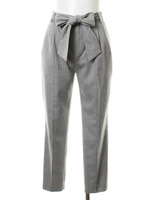 【カタログ掲載/矢野未希子着用】リボン付ストライプロングパンツ