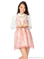 【LIZLISA】オーガンジー花チェックジャンスカ