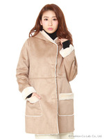 フェイクムートンフードロングコート