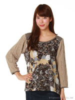 アニマルシルエットブーケプリントカットソー