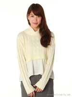 裾シフォンタートルニット