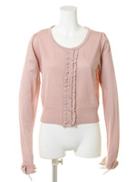 袖リボンフリルカーディガン