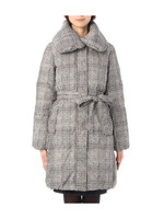 チェックビッグカラー比翼ダウンコート