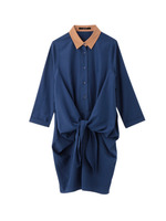 MUNICH フロントリボン配色シャツワンピース