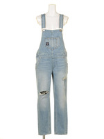 ユーズド クラッシュ サロペット スリムパンツ