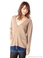 ワッフル編みバイカラーニットカーディガン