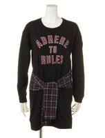 差込チェック腰巻起毛OP