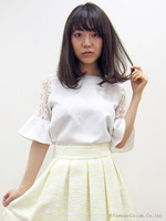 レーススリーブ切替ブラウス