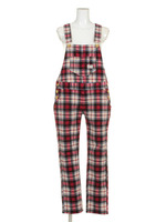 チェック コーデュロイ テーパー サロペット