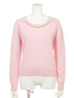 アンゴラ混7G天竺ネックレス付プルオーバー