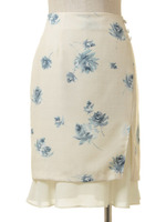 ウォーターカラーローズタイトスカート