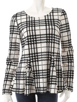 【ECURY】チェックペプラムAラインチュニック