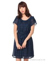 パーティードレス・シャドーボーダービジュー付ドレス