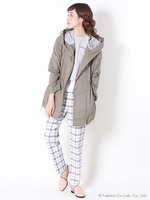 異素材フーデッドコート