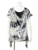 衿ドレープ重ねイレヘムチュニック