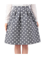ドット柄ミディ丈フレアスカート