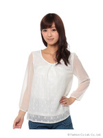 花柄レース・シフォントップス