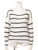 【2ndline】細ボーダーローゲージニットトップスCL−0494